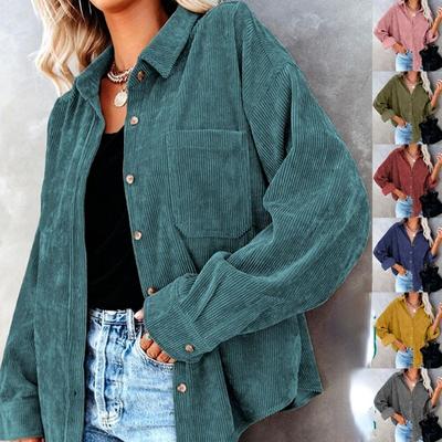 New Autumn/winter Women's Shirt Solid Color Lapel Casual Long Sleeve Button Fashion Temperament Jacket Coat