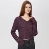 Damen Retro V-Ausschnitt Langarm Stricktop