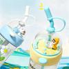 X&W Crayon Shin-Chan Plastic Water Bottle Transparent Straw Cup with Creative Toy Lid Summer Milk Tea Juice Water Cup for Kids
