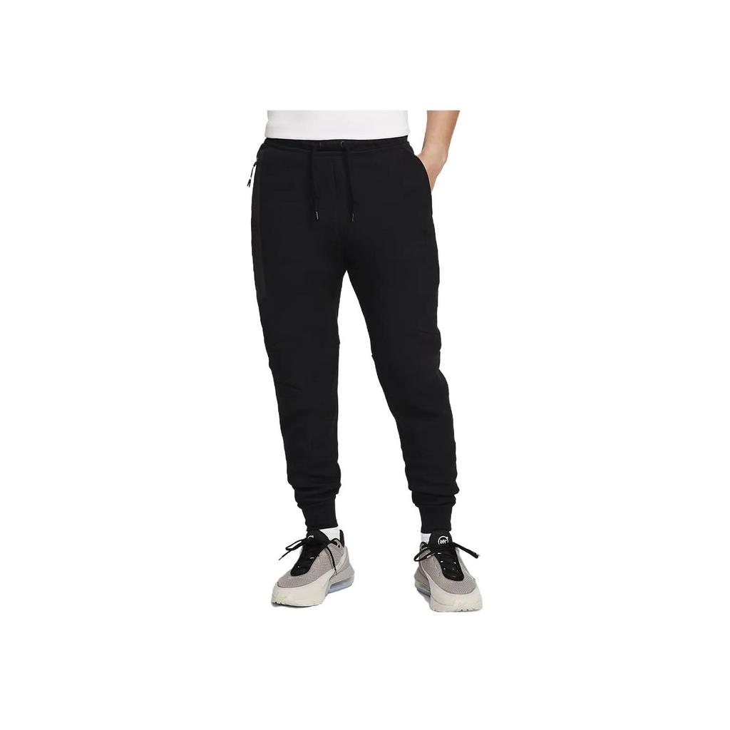 Nike Solid Mid-Waist Drawstring Jogger Knit Pants Men Bottoms Black FB8003-010
