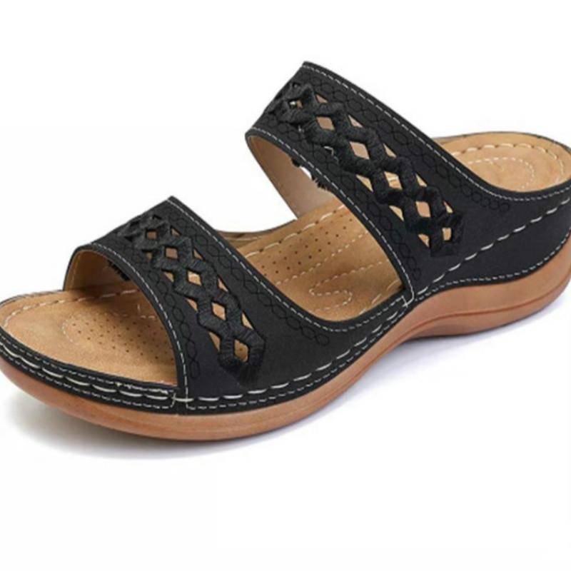 2024 Spring and Summer Women's Shoes Embroidered Wedge Heel Women's Sandals 35-43