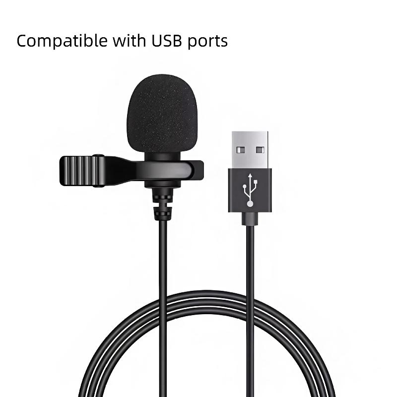 1.5M Mini Portable Lavalier Microphone Condenser Clip-On Lapel Mic Wired Usb 3.5Mm Type C Microphone For Laptop Pc Camera