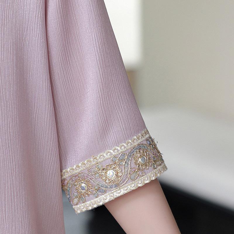 2026 Summer Chinese Style Seven-Point Sleeve Top for Middle-Aged Women - Elegant Mother's Day Fashion