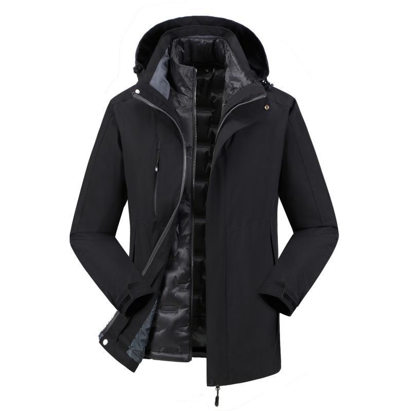 Custom Logo 3-in-1 Windbreaker with Fleece Down, Warm Jacket for Autumn/Winter, Embroidered Workwear.