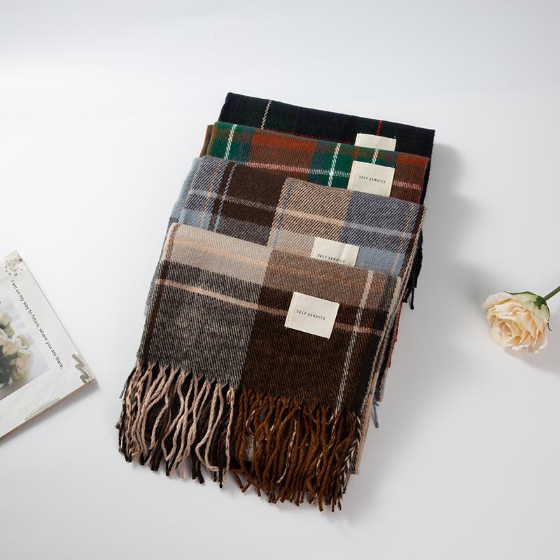 Cashmere Warm Plaid Women Luxury Blanket Scarf 2025 Brand Casual England Style Pashmina Wraps Thick Winter Poncho Bufanda Tassel