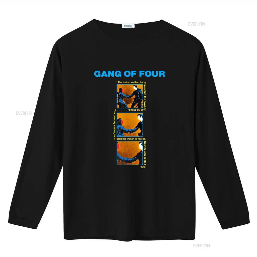 NEW POPULAR Gang of Four Entertainment English Music Logo T Shirt S 4XL with Comic Strip Print Vintage Washed Versatile