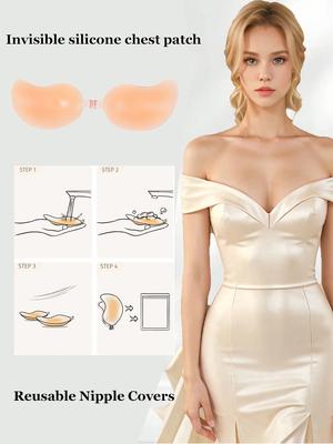 Reusable Silicone Nipple Covers Women Mango Shaped Self Adhesive Bra Strapless Push-Up Bralette Invisible Breast Petals Lingerie