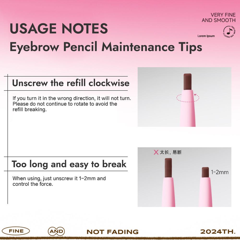 Rock Sweet 2-in-1 Eyebrow Pencil & Gel Double-headed 0.05mm Ultra-fine Waterproof Last All-day Eyebrow Pen with Precise Brush