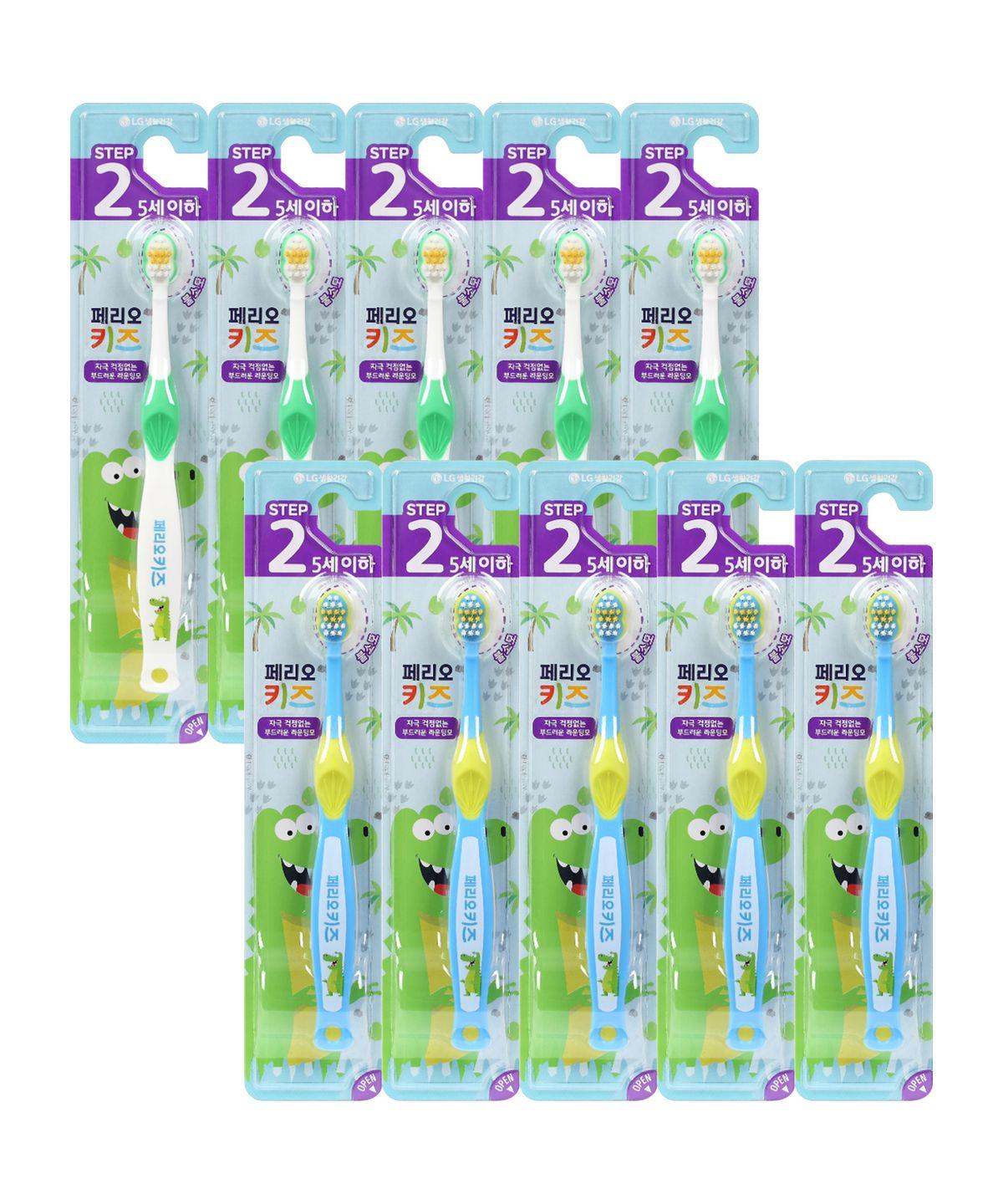 Kids Stage 2 Dinosaur Toddler Toothbrush Ages 3-5, Mixed Colors, 10-Pack