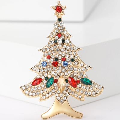 Crystal Christmas Brooches Rhinestone Christmas Tree Brooch Pin Jewelry Gifts
