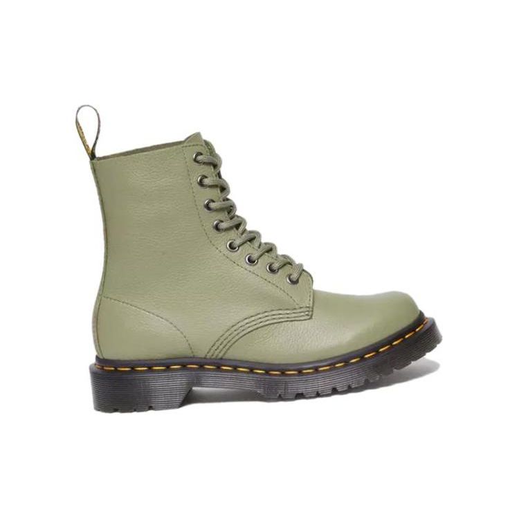 Dr. Martens Round Toe Lace-Up Chunky Heel Short Boots Women Boots Green 31693357