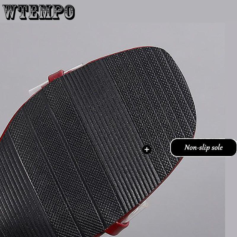 Women's Fashion High Heel Sandals Summer Leather Low Heel Simple Sexy Square Head Fairy Wind Sandals | Sequins Rhinestones A Buckle | PU Material