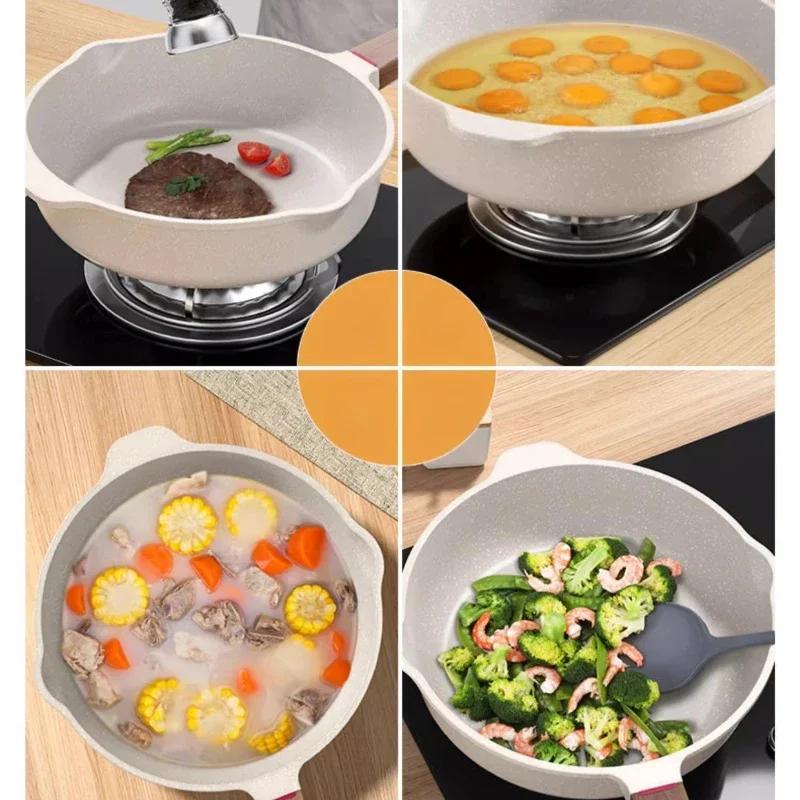Multifunctional Maifan Stone Frying Pan Nonstick Household Induction Cooker Universal Kitchen Utensil Steak Frying Pans Cookware