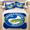 Parramatta Eels Pattern Bedding Quilt Set Quilt Cover Pillowcase Home Decoration Birthday Gift (1 * duvet cover + 2 * pillowcase, without core)