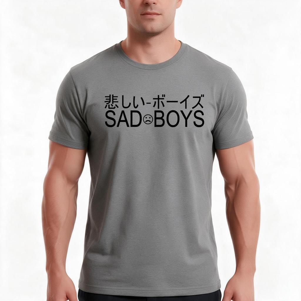 Футболка Sad Boys Летняя Повседневная Хлопковая Футболка Оверсайз Уличная Одежда Топы Винтажный Графический Принт Свободный Крой Короткий Рукав