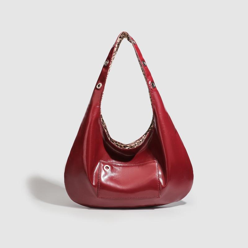 New Spice Girl Leopard Print Large Capacity Tote Bag Burgundy Available on Both Sides Underarm Bag Shoulder Bag Handbag