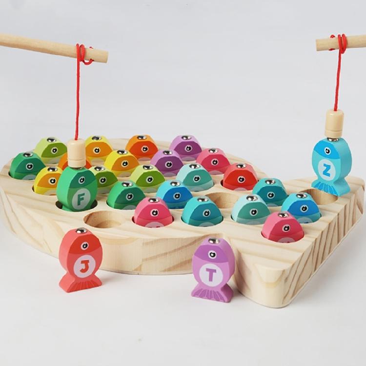 Natural Wood Fishing Set Educational Toy Enhances Cognitive Skills Through Interactive Play