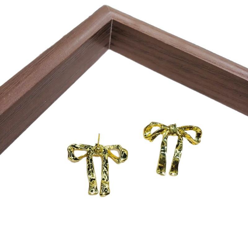 Fashion Metal Bowknot Pearl Earrings Women Gold Silver Colo Exquisite Versatile Party Jewelry Gifts