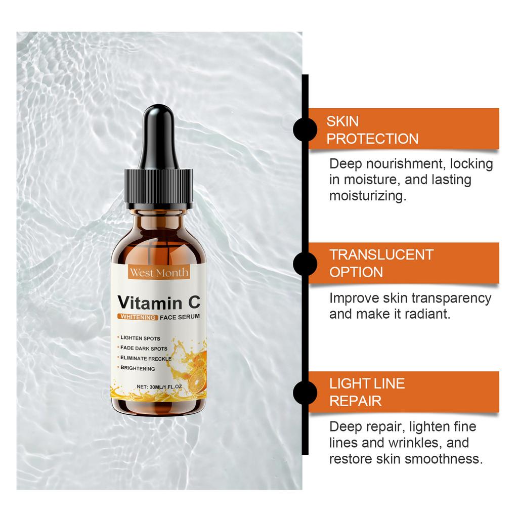 Vitamin C Face Serum Moisturizing Hydrating Smooth Skin EU CPSR Certified West Month Facial Care Serum Less