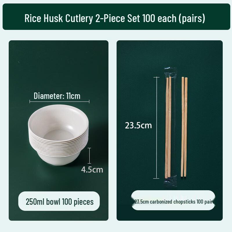 Disposable Rice Husk Bowl & Chopsticks Set