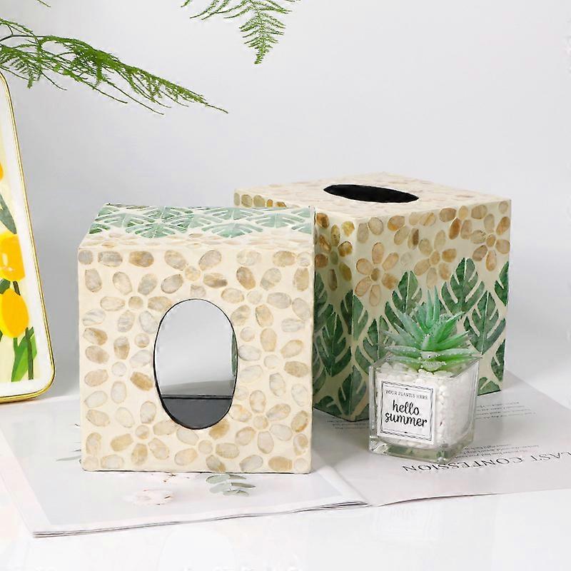 Kryt na krabičku na kapesníky s intarzií z perleti - Luxusní mramorové koupelnové doplňky - Dřevěný úložný prostor na toaletní papír - od MadeTerra