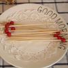 100Pcs/Bag Bamboo Stick Anti-crack Food Grade Smooth Wooden Bead Design Disposable Food Stick for Kitchen