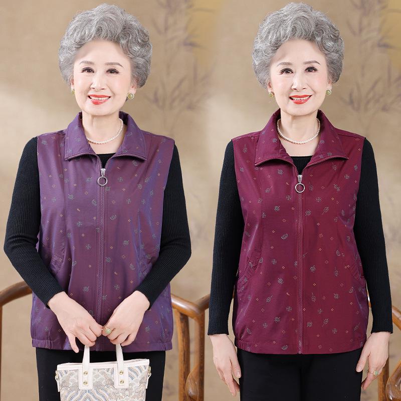 Spring & Autumn Loose Sleeveless Vest for Middle-aged and Elderly Women