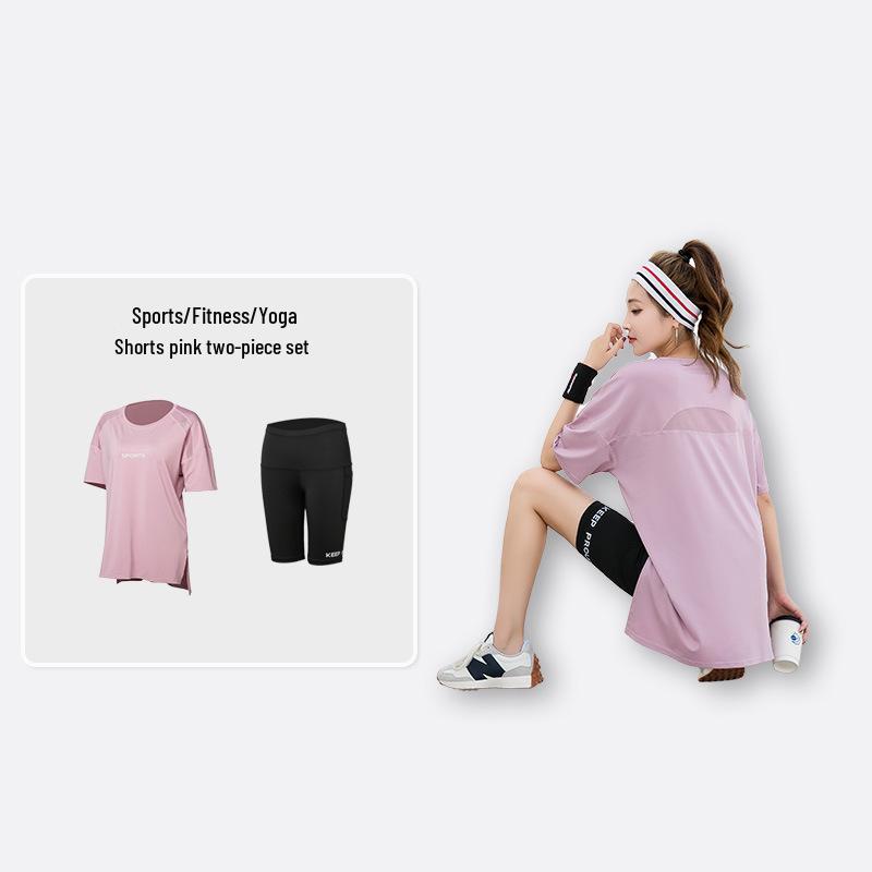 Plus Size Women's Breathable Yoga Fitness Suit - Summer Gym & Running, Slimming & Tummy Control