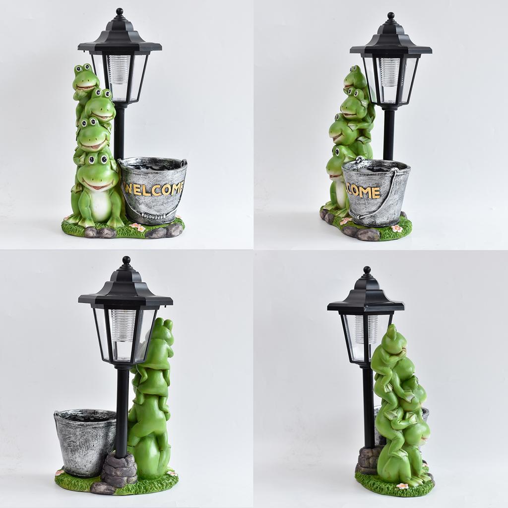 JYL TS/058,Garden Resin Bucket Frog Solar Outdoor Light Statue for Villa Corridor Scene Decor Night Lamp