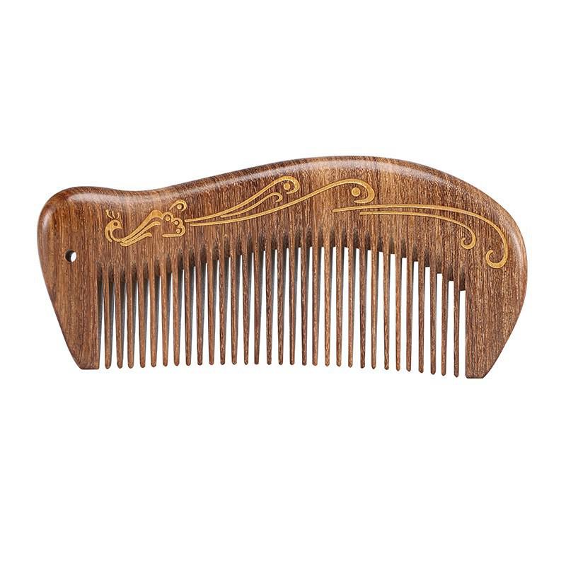 

Гравірований гребінь із суцільного зеленого сандалу для жінок - Оригінальне цільне дерево, Ідеальний подарунок на день народження або для найкращої подруги Gold Painted