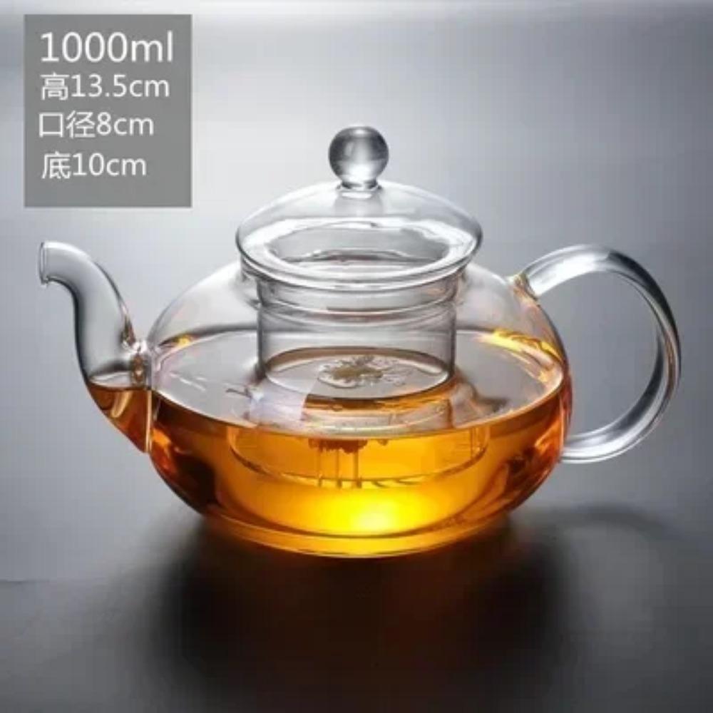 Théière en Verre Résistant à la Chaleur Théière Transparente de Style Japonais avec Infuseur pour Fleurs Thé Chinois Puer Bouilloire à Thé Portable 400-1000ml