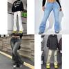 American Retro Wide Leg Denim Pants For Casual Streetwear With Pocket Design For Women