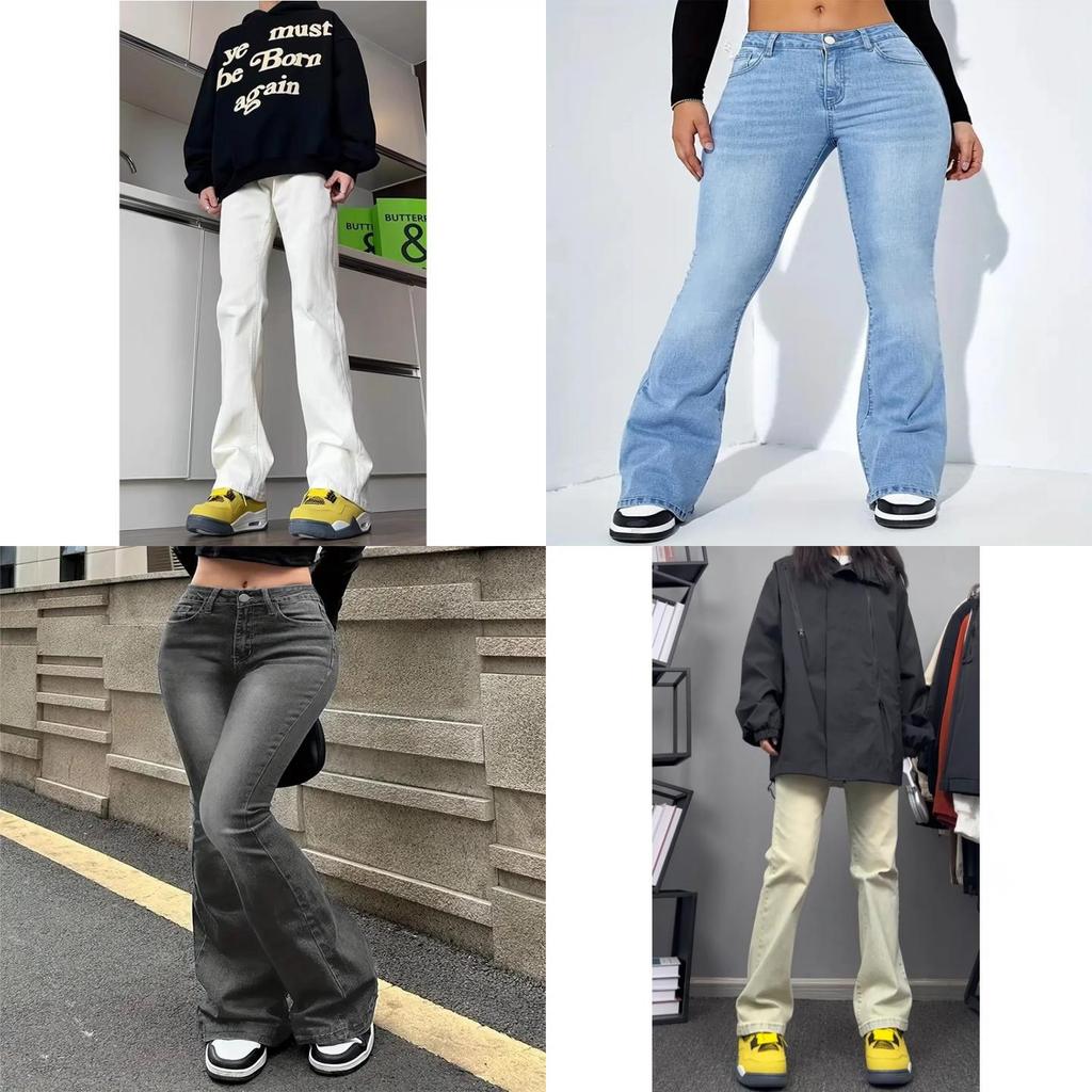 American Retro Wide Leg Denim Pants For Casual Streetwear With Pocket Design For Women