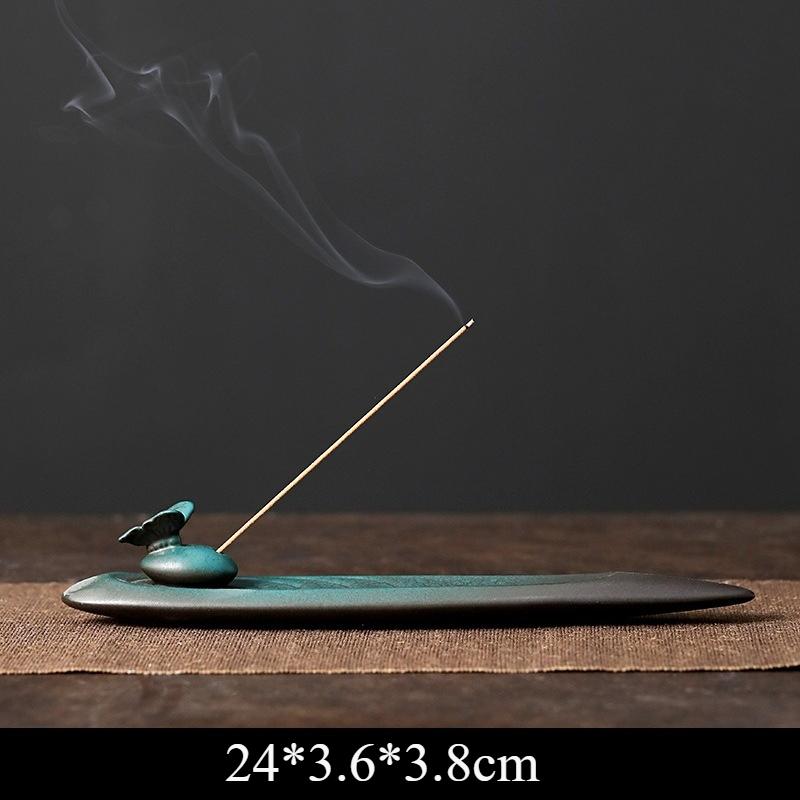 Y Chinese Ceramic Stick Incense Burner Household Indoor Incense Tray Study Living Room Bedroom Durable Incense Holder Ornament