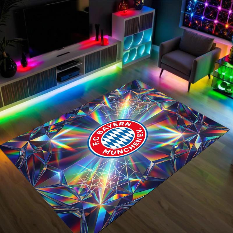 FC Bayern Design Kristall Samt Teppich Gemütlich Nicht?Rutschfester Teppich mit Aufdruck für Schlafzimmer Wohnzimmer Eingang