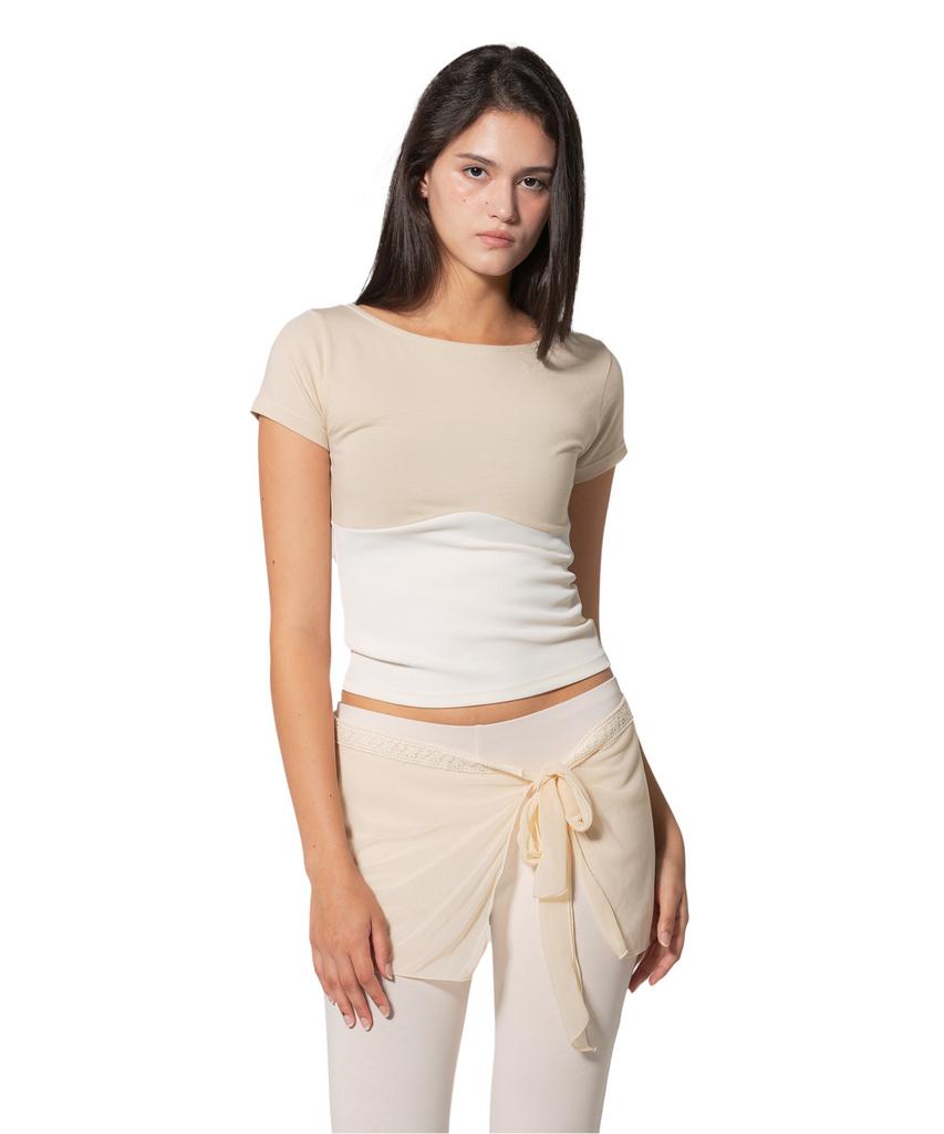 FIFTHALIAS (2-Piece Set) Dolly Skirt Capris Sand Beige