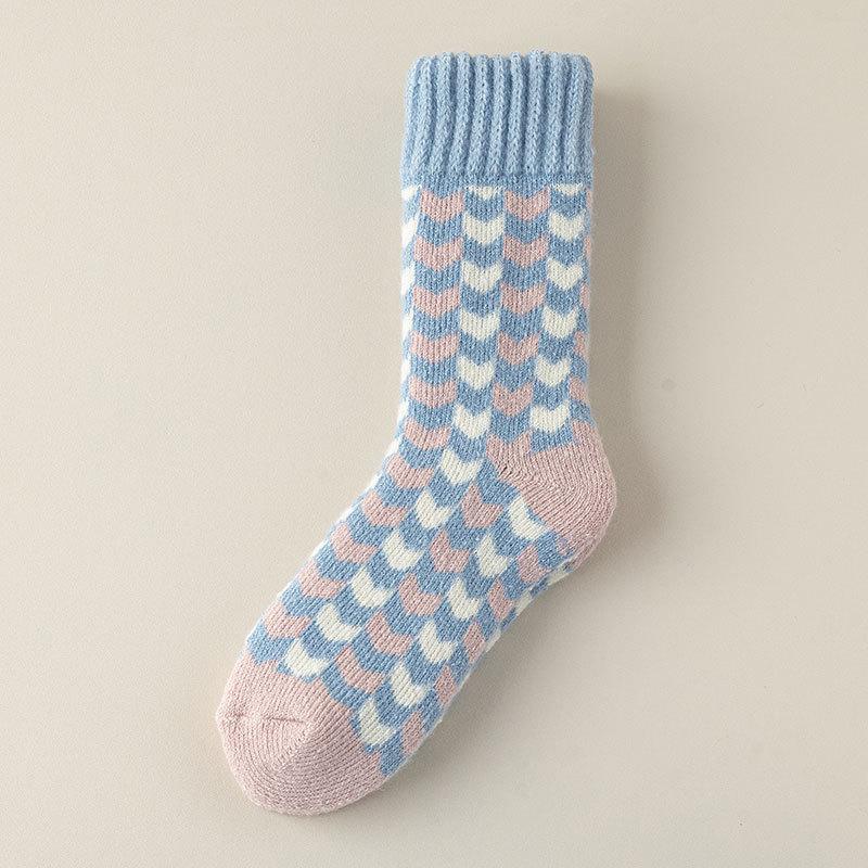Thickened Socks for Women To Keep Warm and Retain Heat, Autumn and Winter with Loops, Fleece, Cold-resistant, Loose, Retro Floor Socks