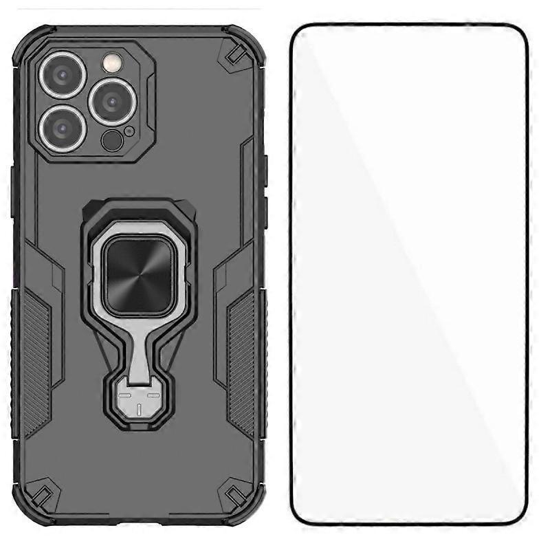 Compatible For iPhone 14 Pro Max Phone Case WANLONFENG PC TPU Back Cover Kickstand with Tempered Glass
