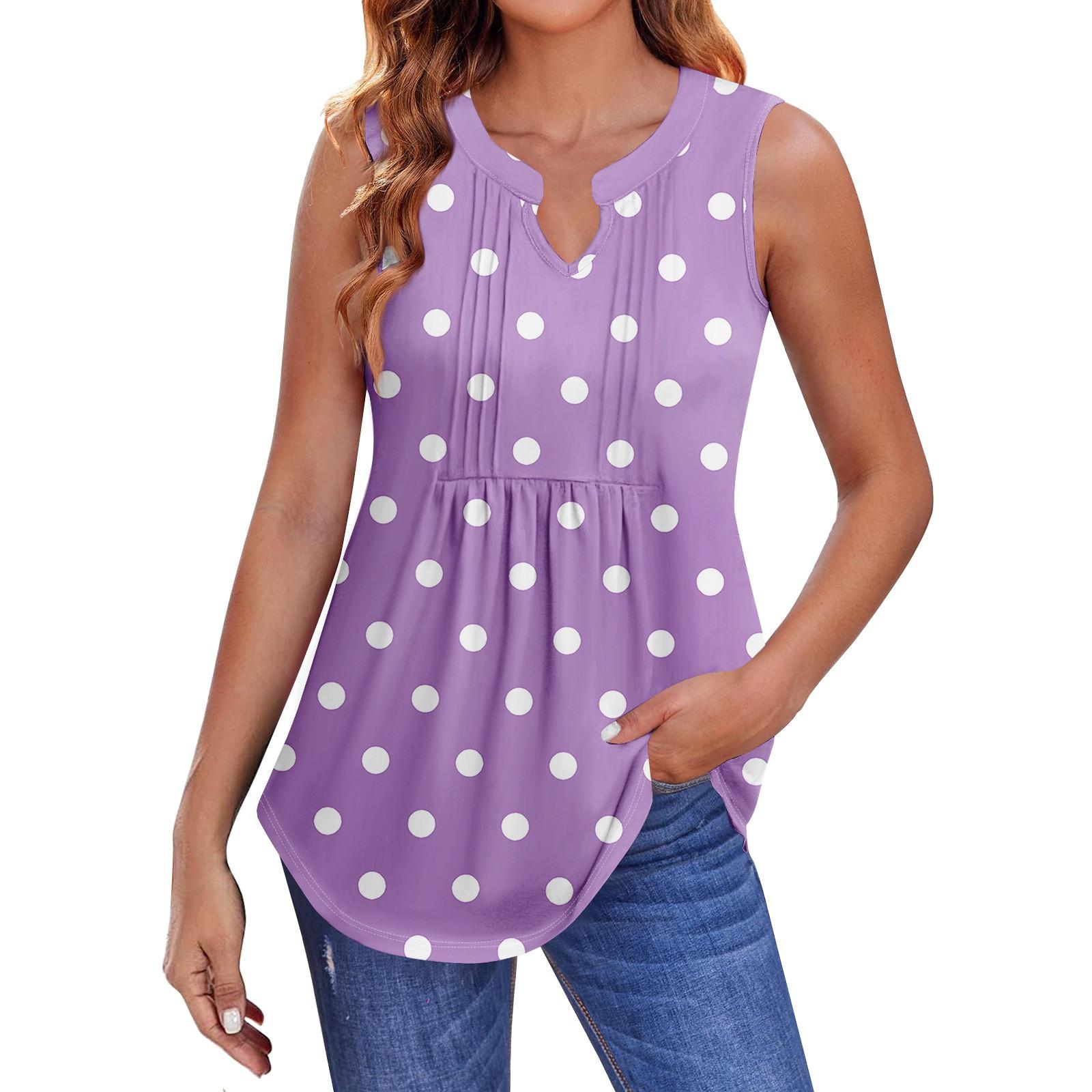 

Жіночі літні безрукавки, плісировані з V-подібним вирізом, повсякденні безрукавки для жінок, вільні туніки без рукавів XXXL фіолетовий