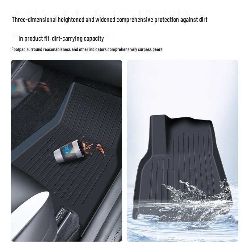 Tesla Model Y TPE All-Weather Floor Mats - Full Coverage Waterproof Design
