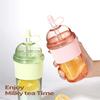 630ML Heat-Resistant Boba Tea Straw Cup Large Capacity Coffee Milk Tea Water Bottle with Lid Plastic Tumbler for Milk Tea & Boba