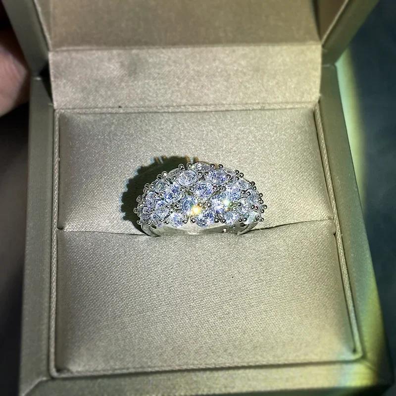 New Engagement Rings for Women High-quality Cubic Zirconia Gorgeous Proposal Silver Color Ring Gift Wedding Bands