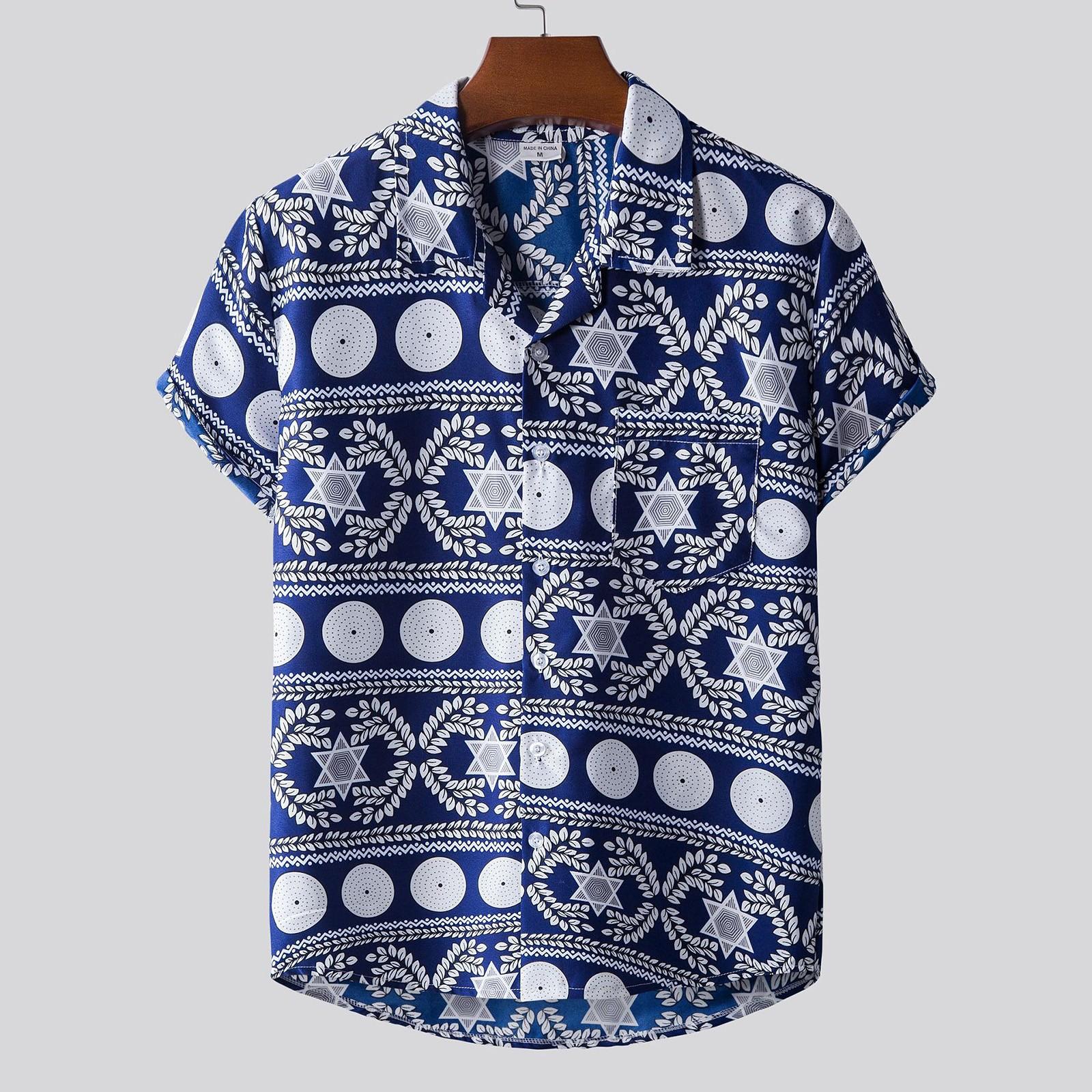 Men s fashion casual print Hawaii vacation short-sleeved shirt XXL чёрный