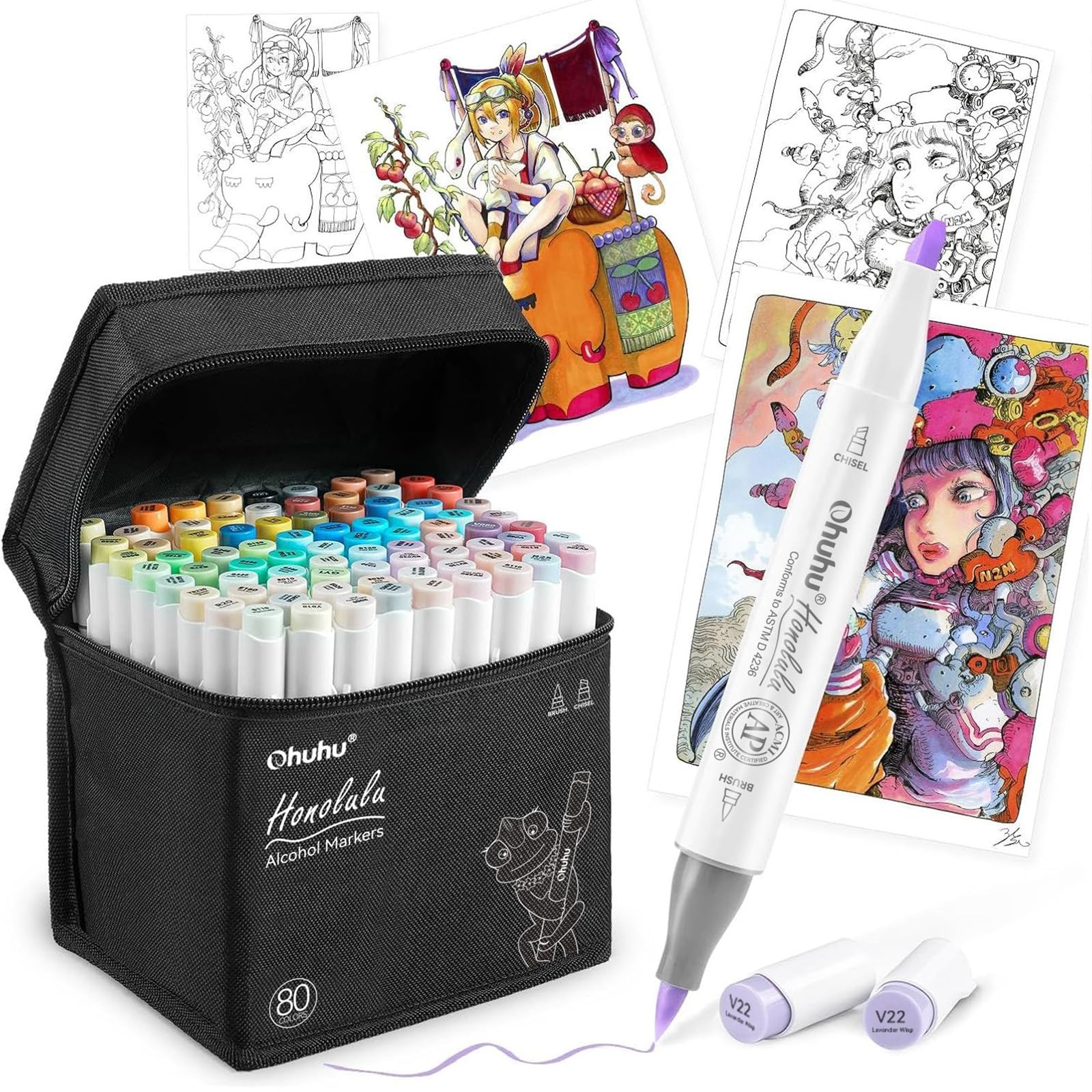 

Ohuhu Illustration Brush 80 81 Traditional Japanese Light Color Marker with Blender Honolulu Series Markers, Type, Colors, Pens, Professional-Use