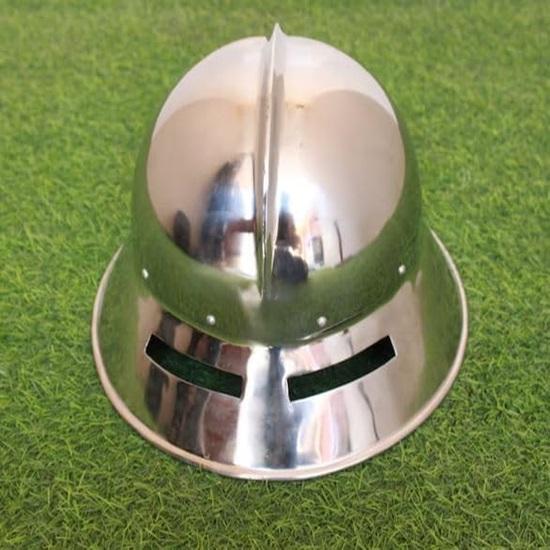 Medieval Kettle Helmet Armor Knight Viking Steel Armor Helmet LARP SCA Helm Silver Finish Round Helmet