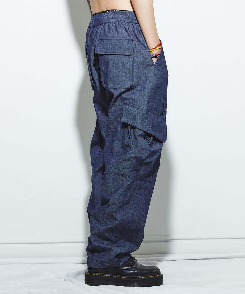 Millimillieon Basalt Denim Like Cargo Pants B08-Navy