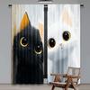Set Of 2 Flat Printing Drapes Curious Black White Cats Digital Printed Polyester Festive Holiday Indoor Curtains Made