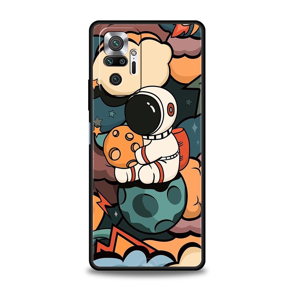 Cartoon Cute Cosmonaut Phone Case Cover for Redmi 14C 10C Note 15 14 13 12 10 11 K40 Pro Plus 5G Shockproof Soft TPU Shell Bags