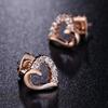 Cute Love Heart Crystal Stud Earrings CZ Rose Gold Plated Earings For Women Ear Jewelry Gift Trend DWE327