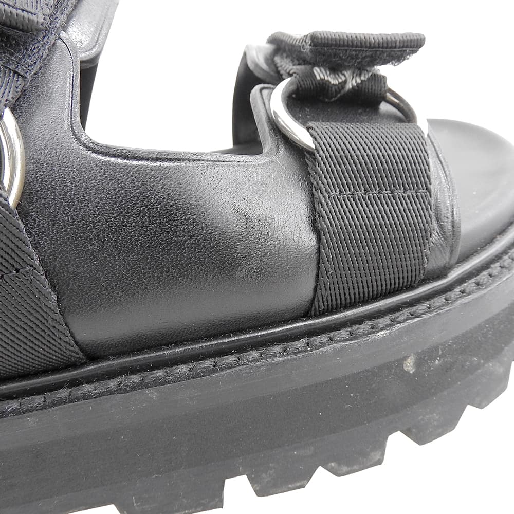 CELINE BULKY Leather and Fabric Sandals, Women's, Black, Size 38 1/2, RM1201 shoes 38 1/2 blackUsed